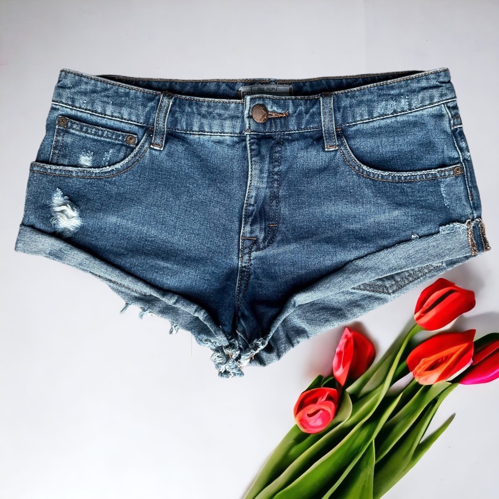 Free People Rolled Hem Denim Jean Cheeky Shorts